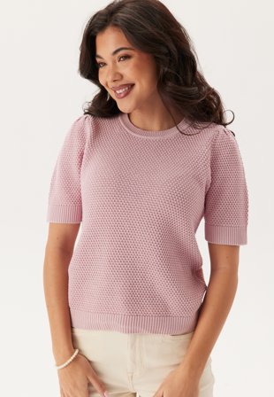 VILA - Vidalo O-Neck S/S knit top - Winsome Orchid - Kläder - - Bubbleroom