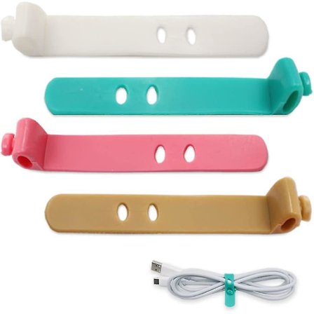 Silikon Kabelbinder, Genanvendelige Kabelstropper, Justerbare Fastgørelseskabelbindere, Kreativ Kabelarrangør Holder til Datakabel, Opladningskabel,