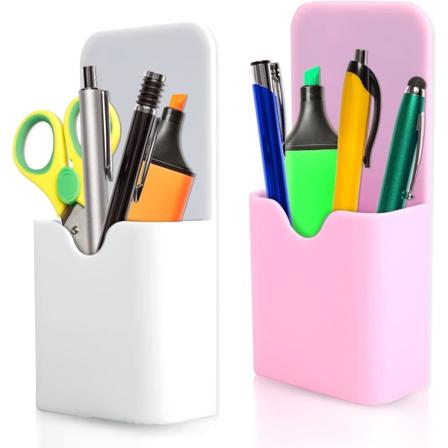 2 stk magnetisk pennholdersett | Oppbevaringshylle for hjemmekontor skole kjøleskap whiteboard skaprekvisita og andre magnetiske overflater (hvit+rosa