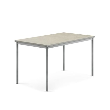 Desk SONITUS, 1400x800x760 mm, light grey linoleum, alu grey