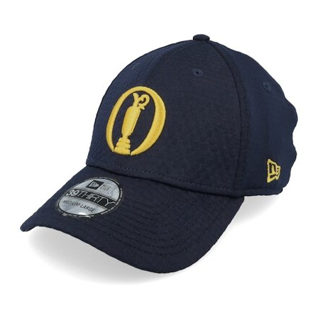 New Era - Blå flexfit Kasket - The Open Maxweave Mesh 39THIRTY Navy/Gold Flexfit @ Hatstore