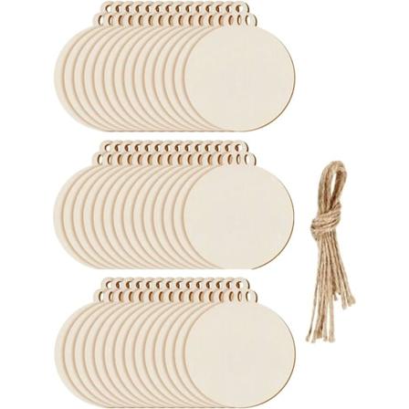 100 kappaleen sarja pyöreitä puisia joulukuusen palloja narulla ripustamista varten, joulukuusen koriste