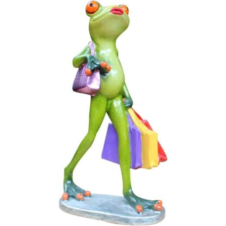 Frosk Figurer Statue Søt Frosk Skulptur Dame Frosk Shopping