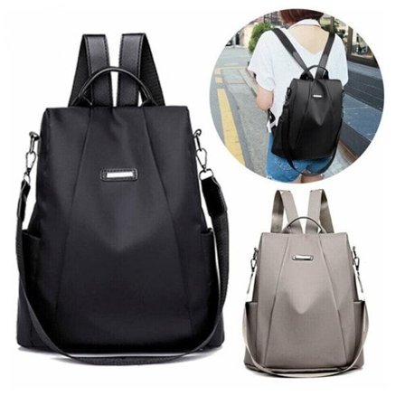 Kvinners Anti-tyveri Ryggsekk Vanntett Ryggsekk Dame Reise Skulderveske Svart