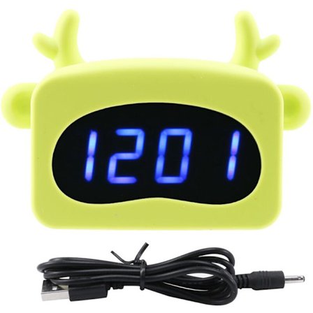 Mini LED digital väckarklocka LED-display Röststyrning Söta djur Väckarklocka Kontorsdekor Justerbar luminans USB och batteri (Grön)