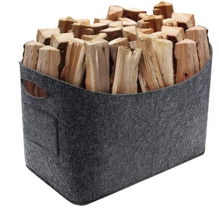 Bærbar peisvedkurv i filt, sammenleggbar vedkurv, vedsekk i filt, vedkurv for oppbevaring av peisved, rekvisita, aviser, leker, shopping (53x3