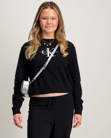 Calvin Klein MONOLOGO SWEATER Svart Genser Jente - Kids Brand Store