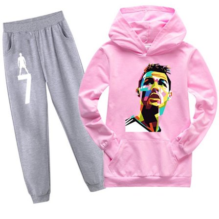 CR7 Ronaldo Gutters Treningsdress Fotball Hettegenser Sweatshirt Topp + Bukser Antrekk