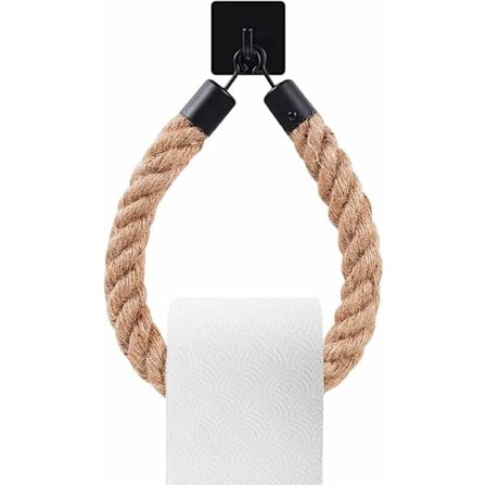 Toalettpappershållare med snöre och självhäftande krok, vintage badrumsdekor, badrumstillbehör