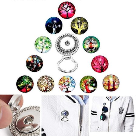 13 st (Diamantbrosch + 12 Livets Träd-knappar) Magnetisk Glasögonhållare Dambrosch, Läsglasögon, Solglasögon och Säkerhetshållare