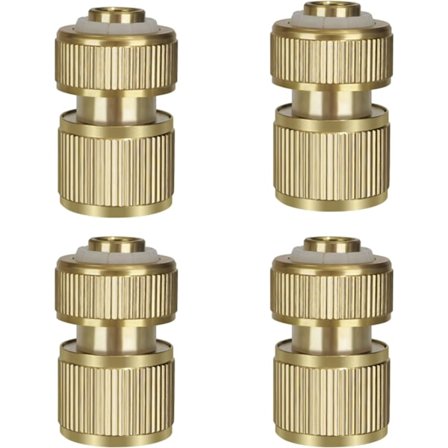 4-pack Snabbkoppling för Slang, Mässing, Trädgårdsslangkoppling, 1/2 Tums Utbyggbar Trädgårdsslangkran Koppling, Trädgårdsslangkran Adapter för 