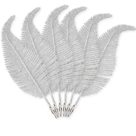 1 paketti 6 valkoista jouluhöyheniä, 22 cm, höyhenkoristeeseen kiinnitettävällä klipsillä, joulukuusen koristeet, glitterkoriste, joulukotidekoraatio