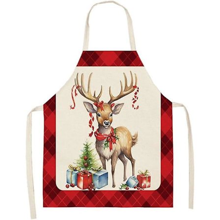 68x55cm Juleforklæde Tegneserie Køkkenforklæde Julemand Snemand Elg Julefest Kok Køkken Restaurant Bagning Grill Hjem Dekoration