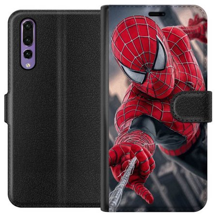 Kompatibelt Plånboksfodral till Huawei Huawei P20 Pro Dynamisk Spider-Man-illustration i actionperspektiv, superhjältetema med rörelseekonomi och k