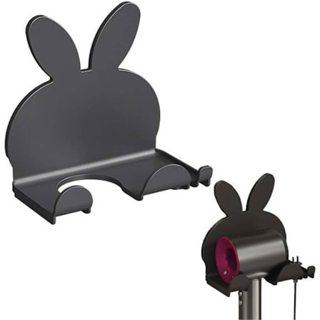 Hiustenkuivaajan pidike - Asennus ei vaadi poraamista - ABS - Musta - 15x14,5x8,5 cm - Enimmäiskuorma 5 kg