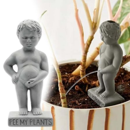 Tisse mine planter, tisse dreng selvvandingspæl, sjove statuer græsplænehave, gave til housewarming udendørs indendørs haveskulptur til gård eller 