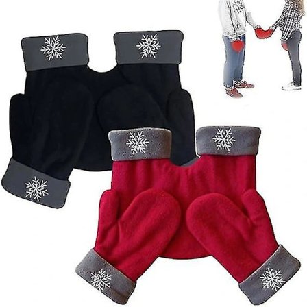 Hand in Hand - Pariskuntakinttaat, lämpimät talvikäsineet, ystävänpäivälahja pariskunnille, kintaat, lämpimät talvikäsineet, musta
