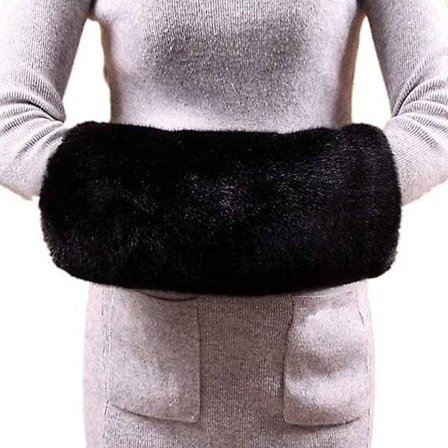 {xjxj} Fuskepels håndvarmer dame varm fuskepels muffe 20*35CM svart