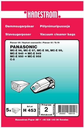 HANESTRÖM Dammsugarpåsar PANASONIC MC-E 940 serie