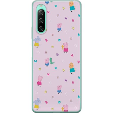 Yhteensopiva Puhelinkuori Sony Xperia 10 IV Äiti Porsas vauvan rakastava Peppa Pig -kuvitus pehmeissä väreissä lapsiaiheisiin