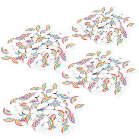 200 st regnbågsfärgade träknappar DIY målade dekorationer tillbehör med 2 hål för barn