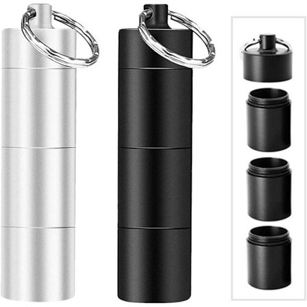2 stk. Aluminium Pilleæske, Bærbar Pillekasse Vandtæt Daglig Pillebeholder Holder 3 Rum Metal Lomme Pilleæsker Rejse Pilleholder_ma