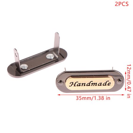 2 ST Handgjorda metalletiketter Taggar Oval för kläder Jeans Skor Ba