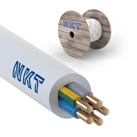 NKT EXQ XTRA Installationskabel 5G2.5 mm², 300/500V 500 m, trumma, Anslutningsdon & kablar