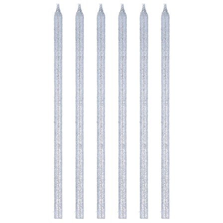 Pitkät Kimaltavat Kakkukynttilät Hopea