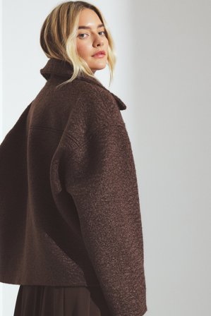 NA-KD - Boucle jakke med glidelås - Vårjakker - Brun - EU 32