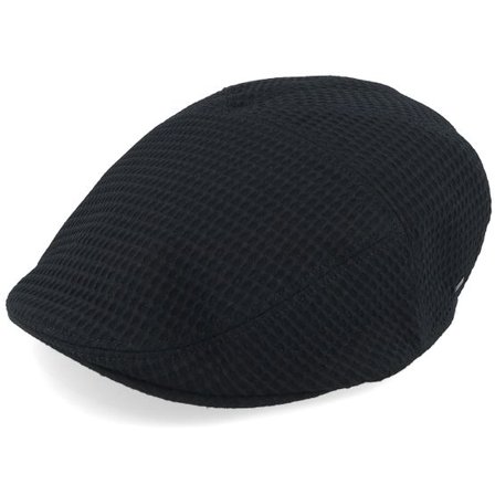 Bailey - Svart flatcap Keps - Marnix Black Waffle Flat Cap @ Hatstore