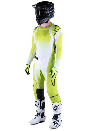 Tenue Cross Alpinestars Techstar Push Jaune Fluo-Blanc