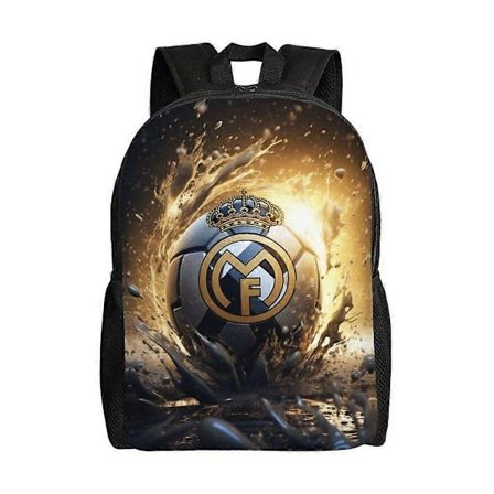 JD1086 Real Madrid CF Alsidig Rygsæk Vaskbar afslappet stil Skole Elev Rygsæk Trendy Oxford Klud Computer Taske Unisex
