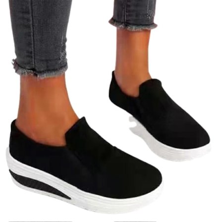 Naisten paksupohjaiset korkokengät Pu Suede Loaferit Rento pehmustavat slip-on kengät päivittäiseen käyttöön Solid-jie