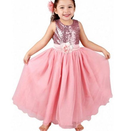 Barne Jenter Paljett Prinsesse Kjole Ermeløs Party Bryllup Tutu Kjoler