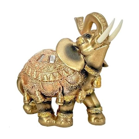 Lykkebringende Elefant Figur Guld Resin Statue Stue Kontor Bordplade Dekorationer