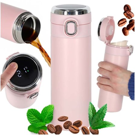 Termosmugg med LED 420 ml rosa
