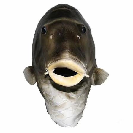 Black Fish Mask Latex Animal Head Mask Grå Fiskekostyme Hodeplagg Maskerade Fest Voksen -hg