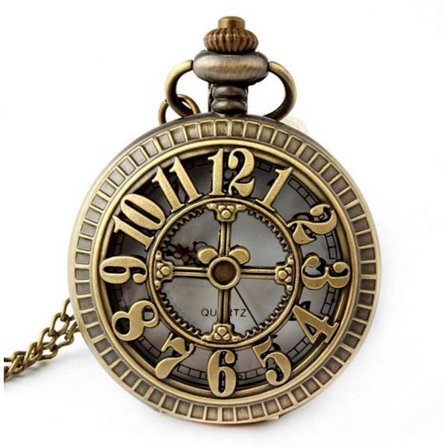 Retro Antik Bronze Kranieformet Lommeur med Hummerlås Kæde