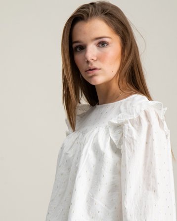 Gina Tricot Young Y double frill blouse Hvid Toppe/Bluser Pige - Kids Brand Store