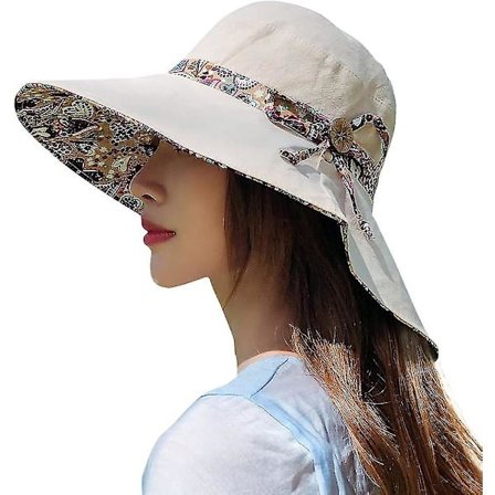 Dame Solhatt Upf 50 Bred Bremskjerm Bøttehatt Uv Beskyttelse Sommer Strand Solhatt
