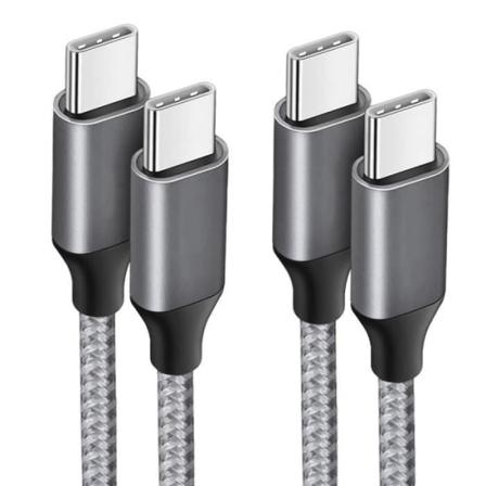 2x USB-C til USB-C 3A hurtigopladningskabel til Samsung Galaxy A03s A04s A13 A14 A22 A23 A24 - Gråforstærket nylon 1M