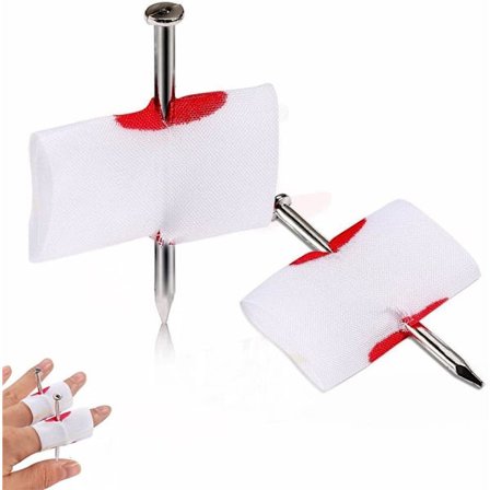 10 pakker Kreative Spoof Sjov Trick Legetøj Props Søm Gennem Finger Prank Joke Trick Legetøj