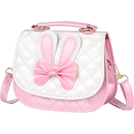 Tyttöjen olkalaukku, söpö glitter-kani olkalaukku sateenkaaren värinen kolikkokukkaro naisille tytöille, nahkainen kolikkokukkaro käsilaukku (pinkki)