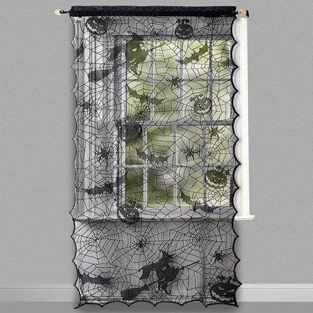 Halloween blondegardin 42 * 84 tommer Halloween svart blonde dørgardin