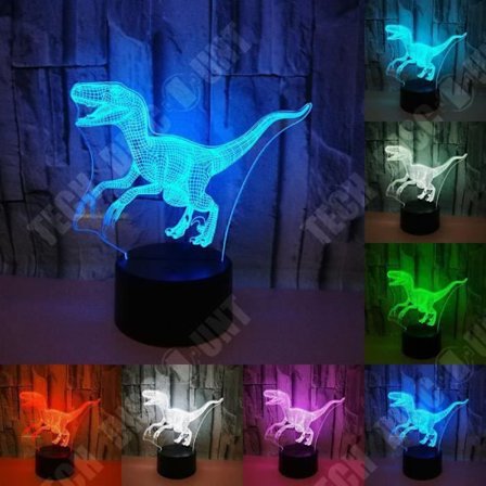 Pöytälamppu - Dino - 3D - LED - Punainen - Lasten yövalo - Sisustuselementti