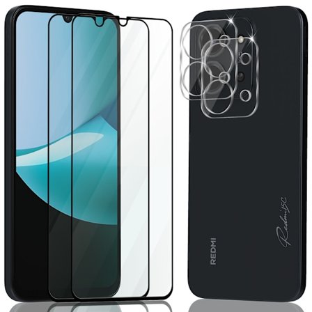 2-Pack Xiaomi Redmi 15C Skärmskydd & 2-Pack linsskydd - Härdat Glas 9H - Super kvalitet 3D