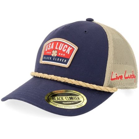 Black Clover - Blå Keps - Usa Lucky Rope Hat Navy/Khaki A-Frame Trucker @ Hatstore
