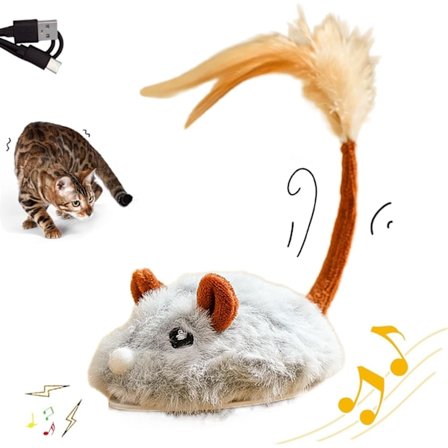 Interaktiv Katt Leksak Mus, Rörlig Mus Automatiska Katt Leksaker Elektroniska Möss, Laddningsbara Kvittrande Katt Mus Leksaker för Kattunge Inomhus/