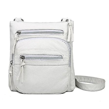 Håndvesker liten myk veske dameveske lommebok vasket hvit skinn skulderveske lommeveske dame budveske b